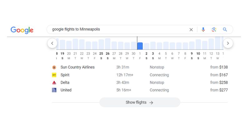 google flights to Minneapolis